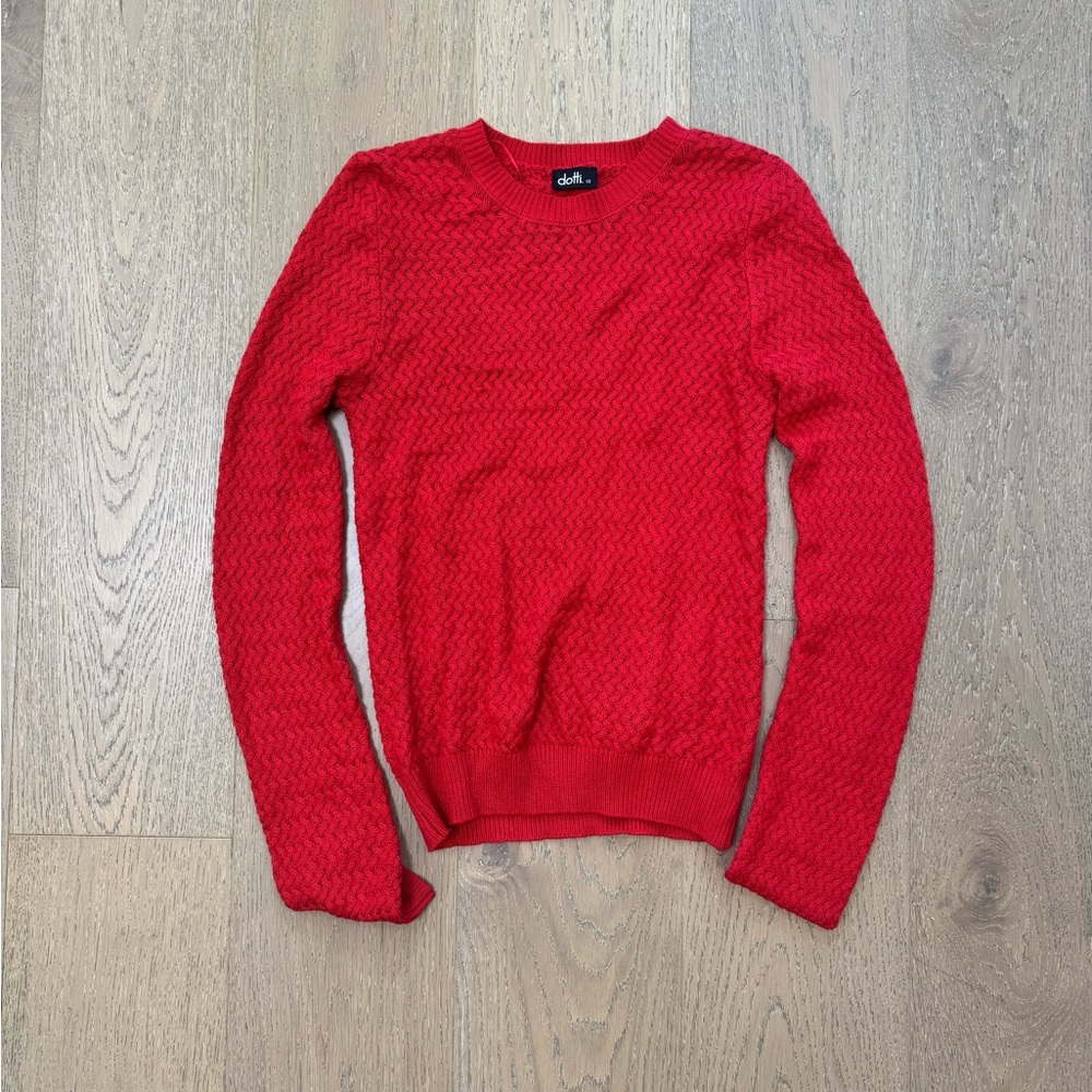 Dotti Red Crewneck Sweater Classic Knit